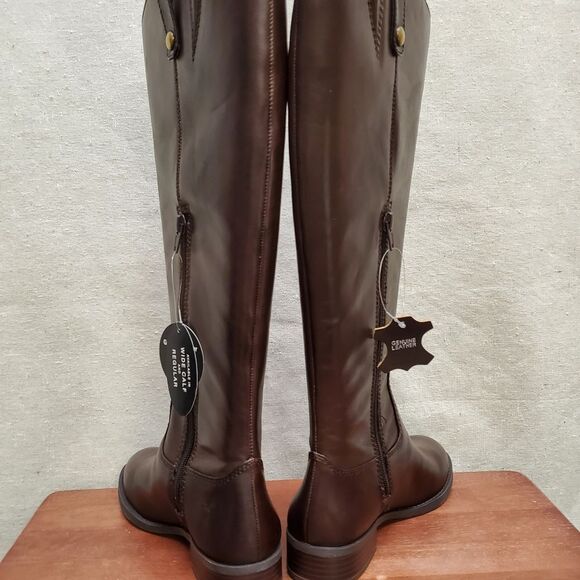 FAWNE WIDE CALF Size 6M Chocolate Leather Riding Boots I.N.C - Picture 8 of 12